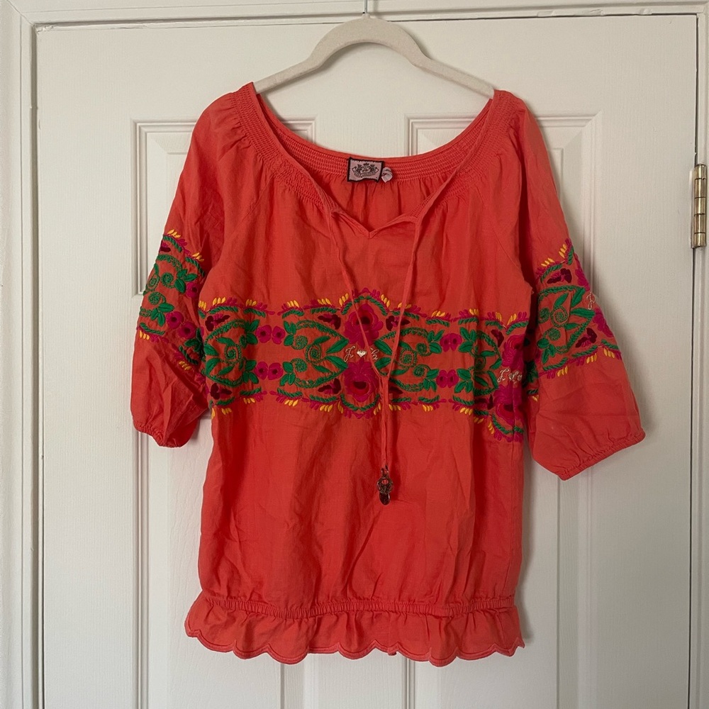 Juicy Couture Embroidered Orange Top